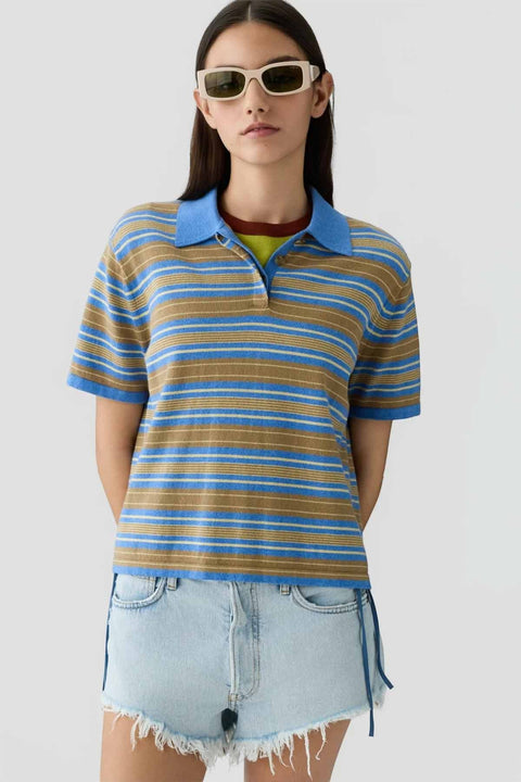 T-skjorte - Short Sleeve Stripe Rugby Delft Blue Combo