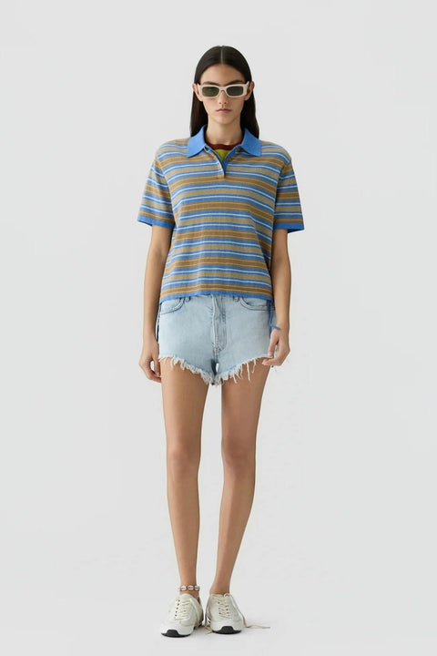 T-skjorte - Short Sleeve Stripe Rugby Delft Blue Combo