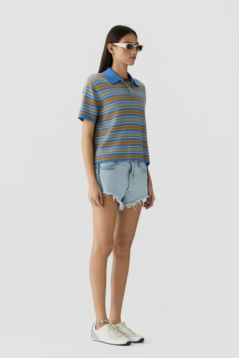 T-skjorte - Short Sleeve Stripe Rugby Delft Blue Combo