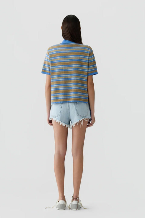T-skjorte - Short Sleeve Stripe Rugby Delft Blue Combo