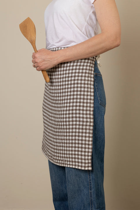Kjøkkenhåndkle/Forkle - 55x80cm Brown Gingham