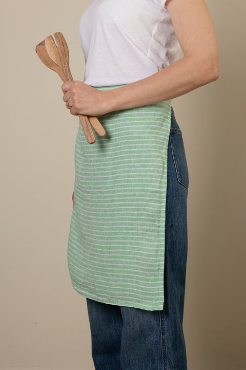 Kjøkkenhåndkle/Forkle - Green Chambray Stripe