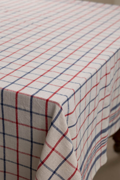 Duk - Checked 150x150cm Off-White/Blå/Rød