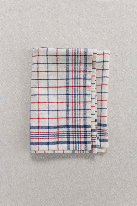 Kjøkkenhåndkle - Checked Off-White/Blå/Rød