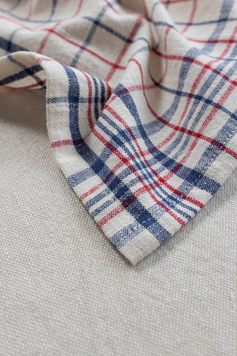 Kjøkkenhåndkle - Checked Off-White/Blå/Rød