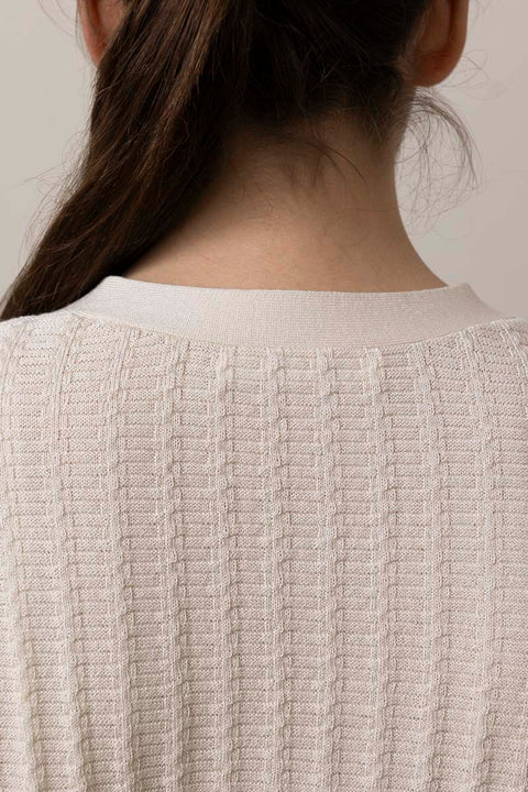 Cardigan - Keva Wavy Knit Cream