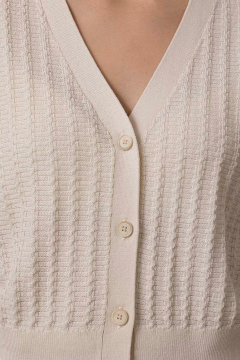 Cardigan - Keva Wavy Knit Cream