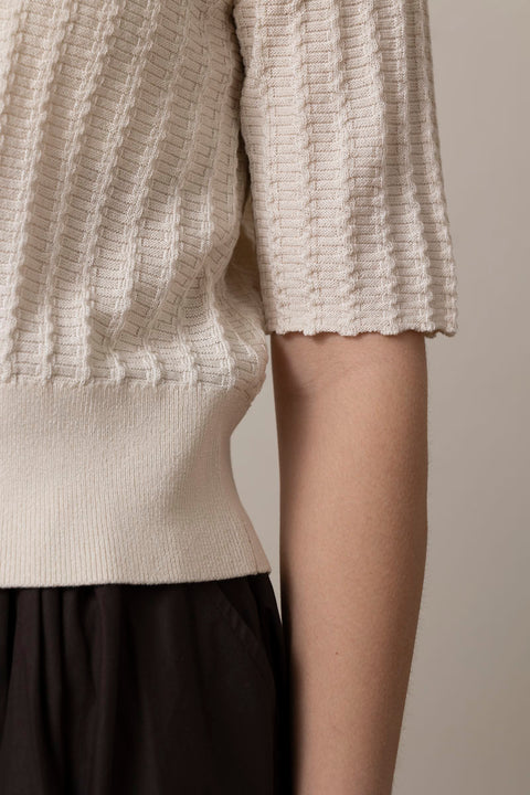 Cardigan - Keva Wavy Knit Cream
