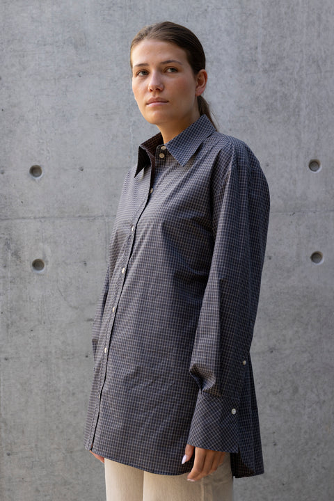 Skjorte - Sebastiana Check Poplin Charcoal Check