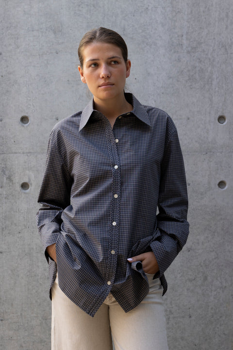 Skjorte - Sebastiana Check Poplin Charcoal Check