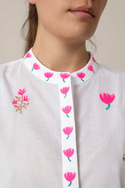 Kjole - Cassia White/Jungle Embroidery