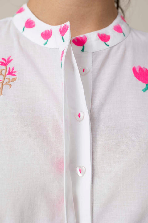 Kjole - Cassia White/Jungle Embroidery