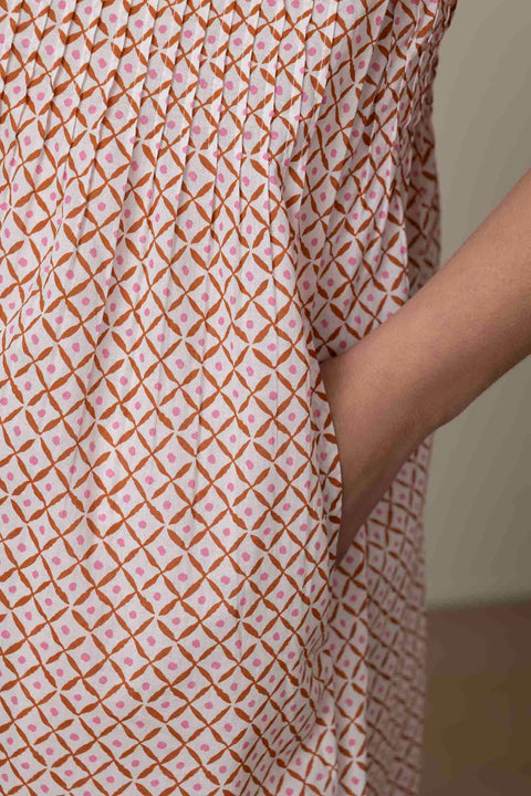Kjole - Sea Cale Dotty Mustard/Peony Embroidery