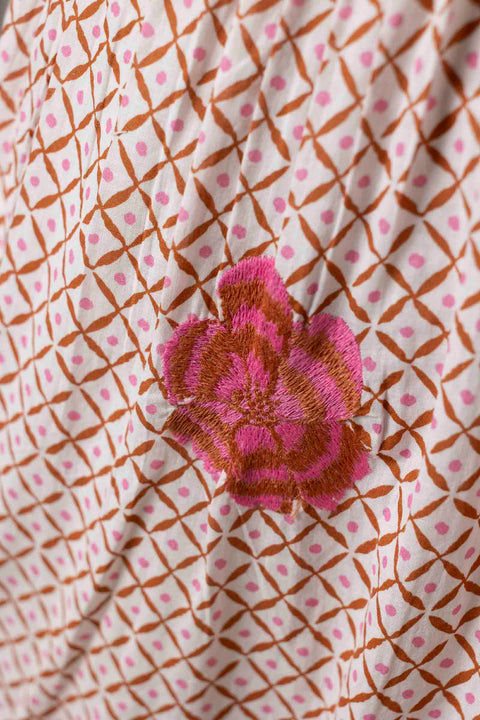 Kjole - Sea Cale Dotty Mustard/Peony Embroidery