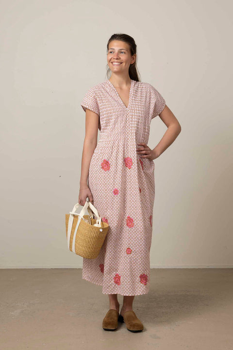 Kjole - Sea Cale Dotty Mustard/Peony Embroidery