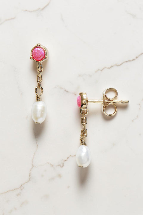Øredobber - Pearly Stud Pink Opal
