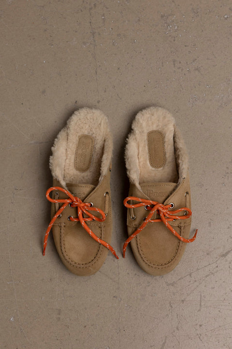Sko - Boat Loafer Mule Fur Desert Tan