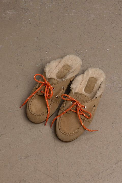 Sko - Boat Loafer Mule Fur Desert Tan