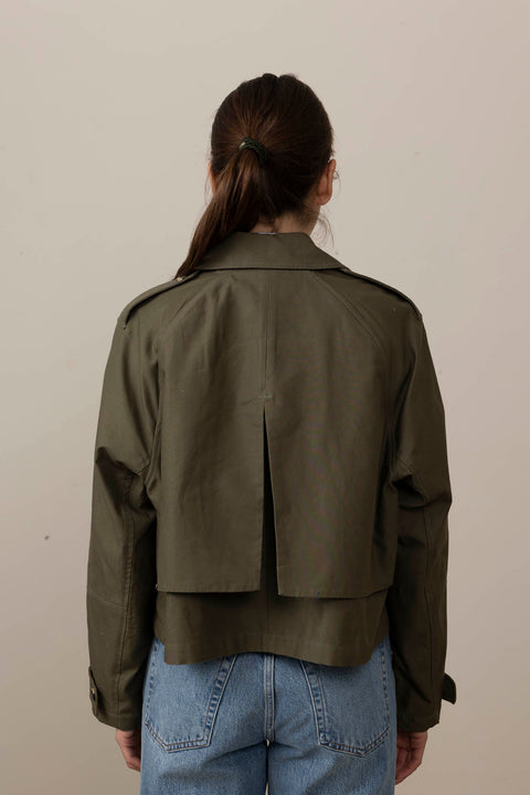 Jakke - Jamie Cropped Trench Army Green