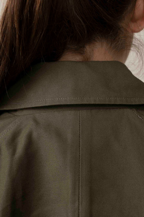 Jakke - Jamie Cropped Trench Army Green