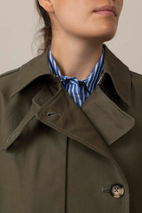 Jakke - Jamie Cropped Trench Army Green