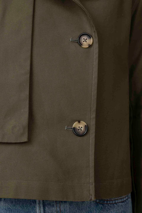 Jakke - Jamie Cropped Trench Army Green