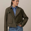 Jakke - Jamie Cropped Trench Army Green