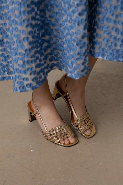 Sko - Sandales NO592 Cuir Qraquelé Doré