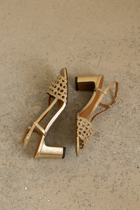 Sko - Sandales NO592 Cuir Qraquelé Doré
