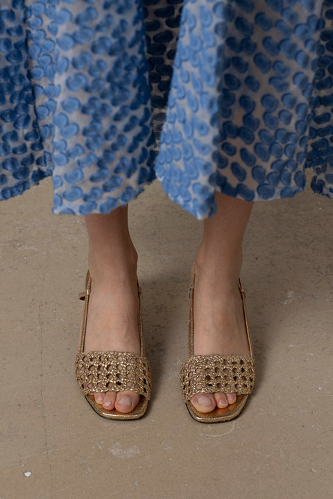 Sko - Sandales NO592 Cuir Qraquelé Doré