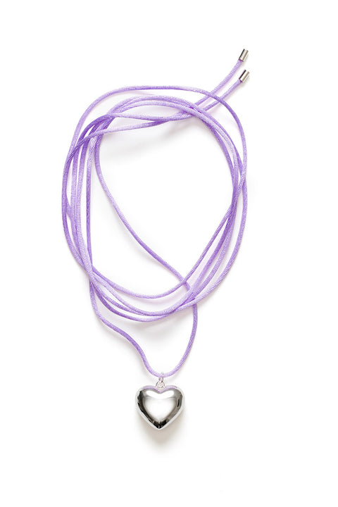 Halskjede - Silver Heart on a String Lilac