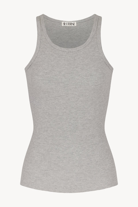 Singlet - High Neck Fitted Tank Heather Grey
