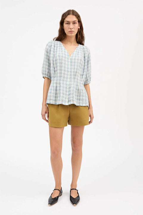 Bluse - Elvira Blouse Purple/Blue Check