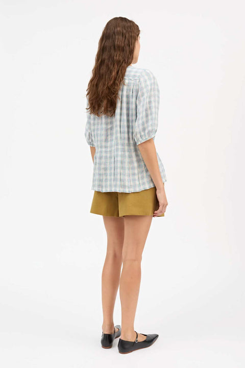 Bluse - Elvira Blouse Purple/Blue Check