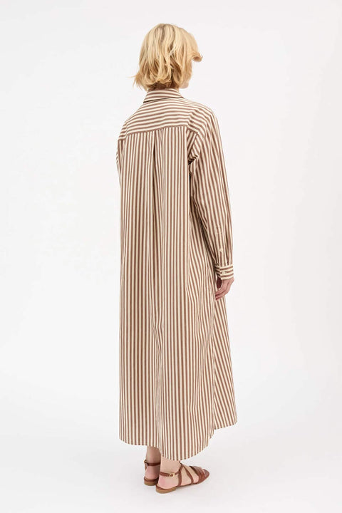 Kjole - Leigh Shirtdress Brown/Ecru Stripe