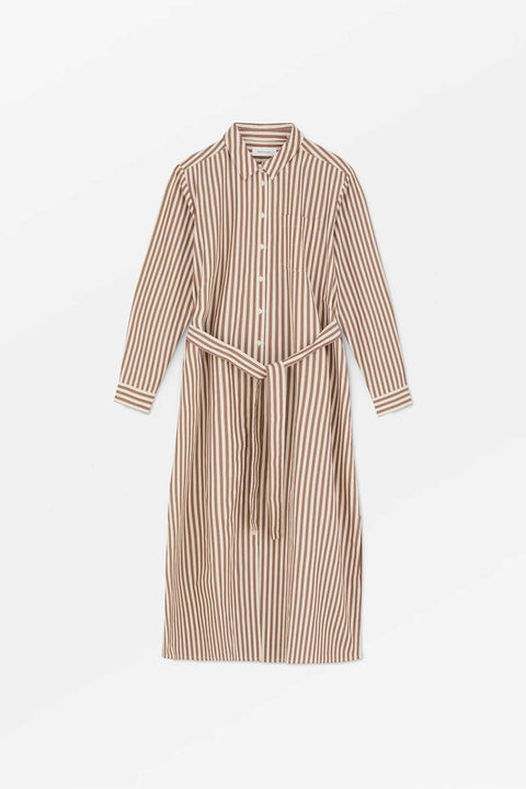 Kjole - Leigh Shirtdress Brown/Ecru Stripe