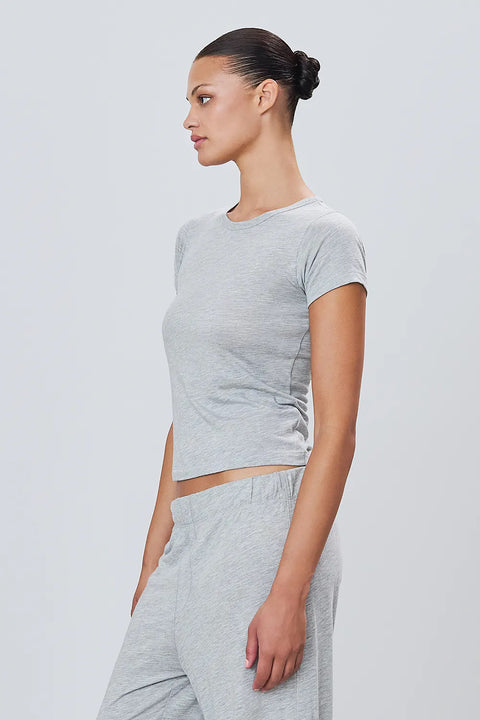 T-skjorte - Fitted Crewneck Short Sleeve Heather Grey
