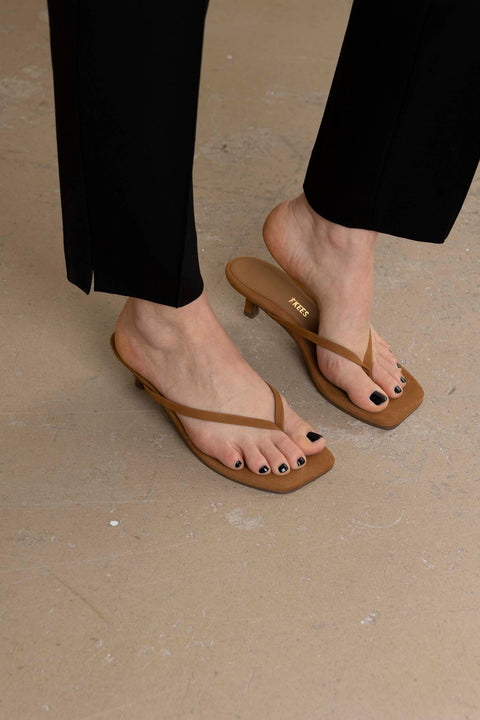 Sko - Julia Square Toe Suede Camel