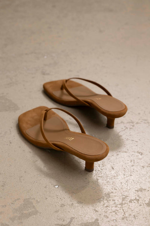 Sko - Julia Square Toe Suede Camel