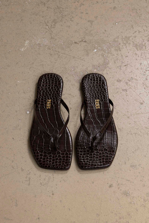 Sko - Lily Square Toe Croc Carob