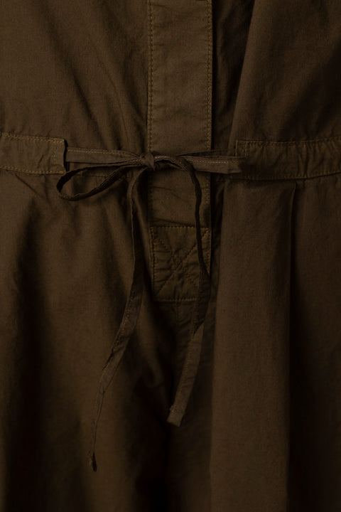 Jumpsuit - Wide Leg Cotton Poplin Bronze Green