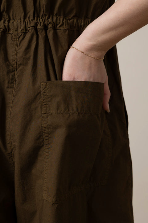 Jumpsuit - Wide Leg Cotton Poplin Bronze Green