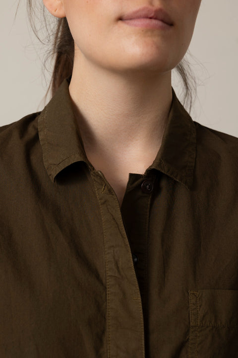 Jumpsuit - Wide Leg Cotton Poplin Bronze Green