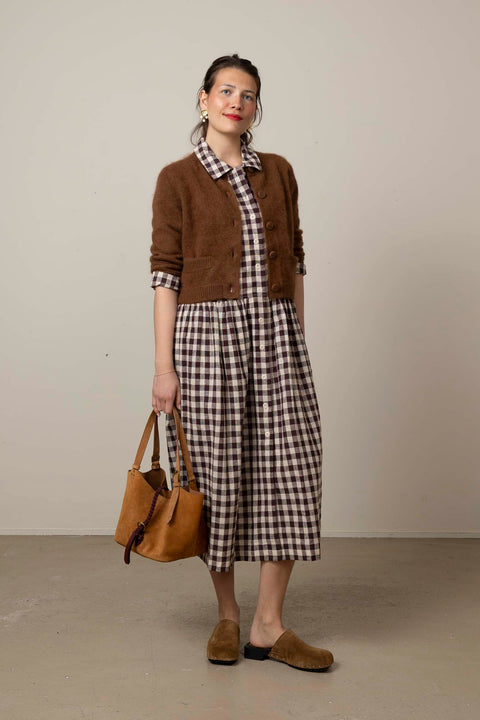 Kjole - Check Shirt Dress Dark Chocolate/Ecru