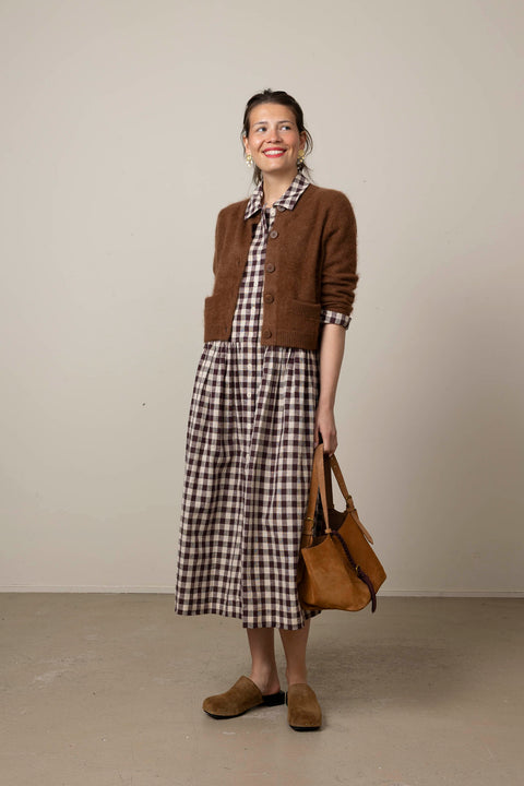 Kjole - Check Shirt Dress Dark Chocolate/Ecru