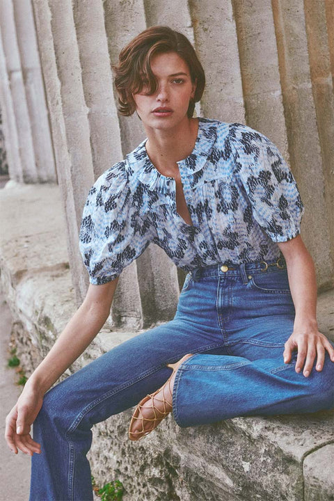 Topp - Amaria SS Cotton Tóp Ciel