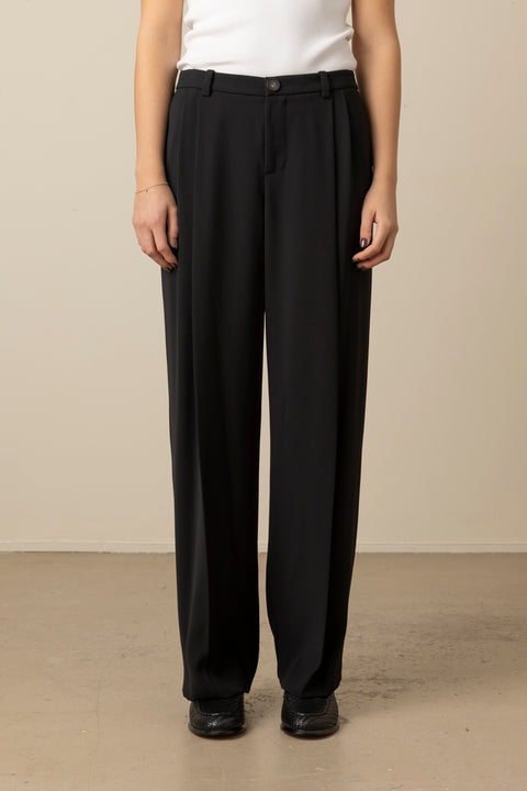 Bukse - Drop Waist Pleated Crepe Trouser Black