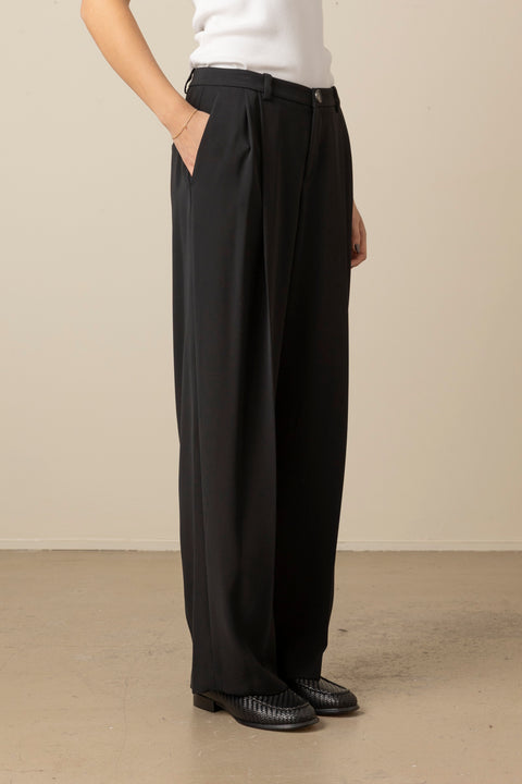 Bukse - Drop Waist Pleated Crepe Trouser Black