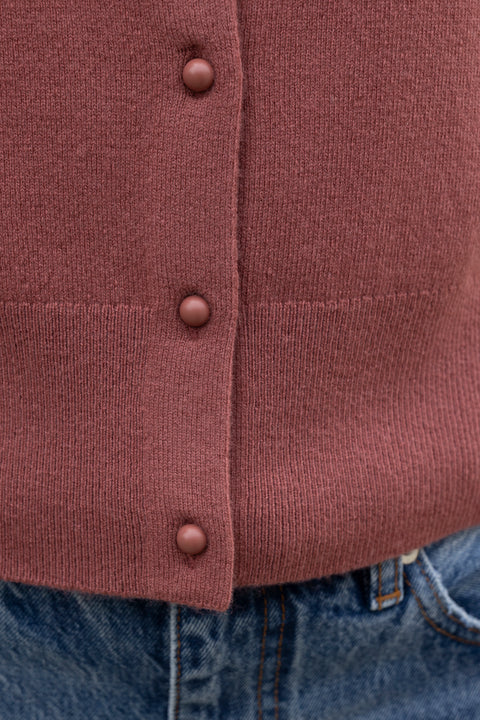 Cardigan - Novelty Button Cardigan Rose Jam