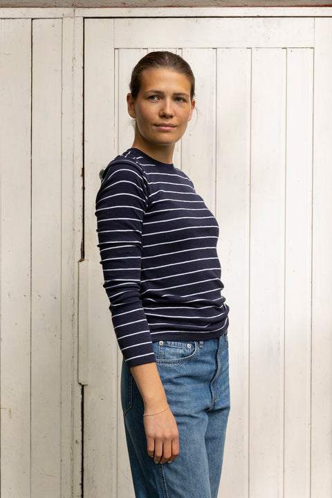 Genser - Striped Crew Twilight Navy Combo